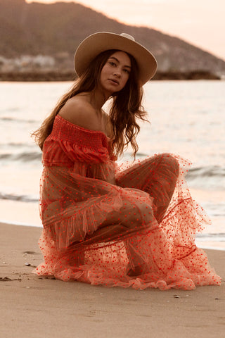 orange tulle maxi dress Peachy Orange Tulle Dress Teuta Matoshi
