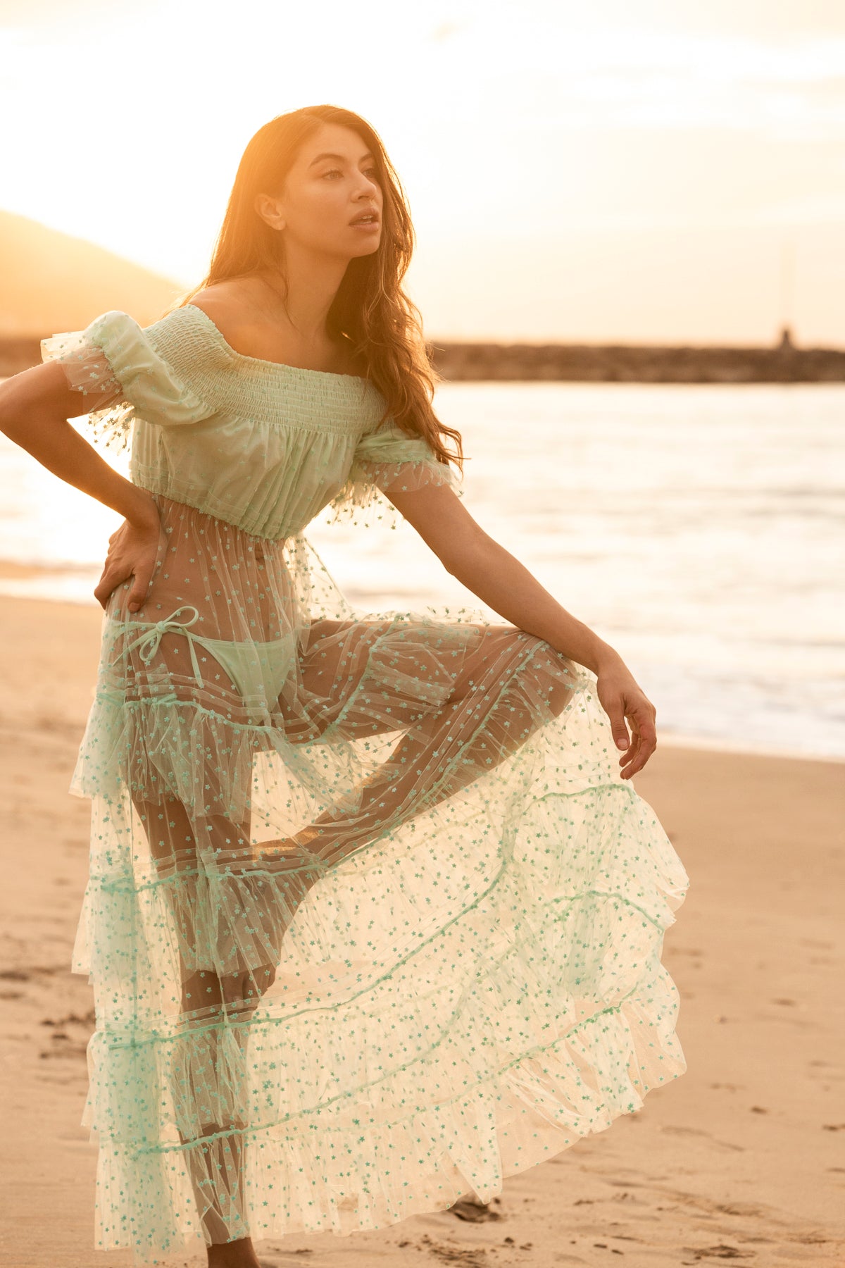 Yellow tulle maxi dress fashion