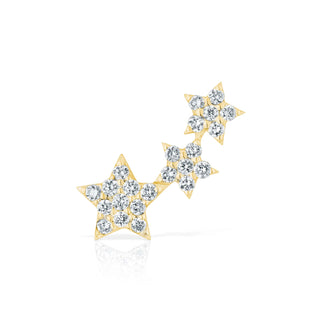 Pendiente Triple Estrella de Diamantes en Oro Amarillo